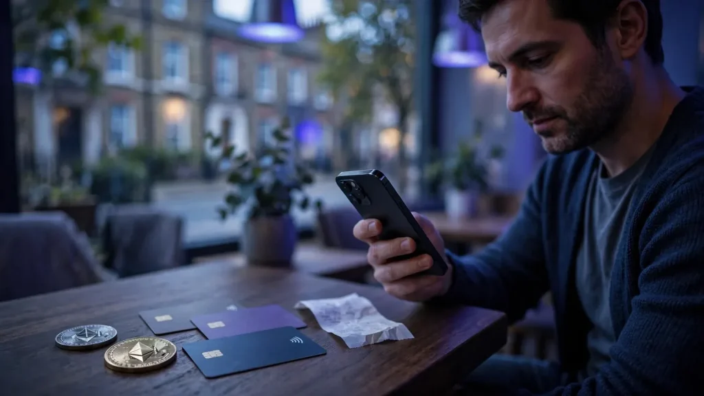 UK customer checking Ethereum payment options in an online casino cashier