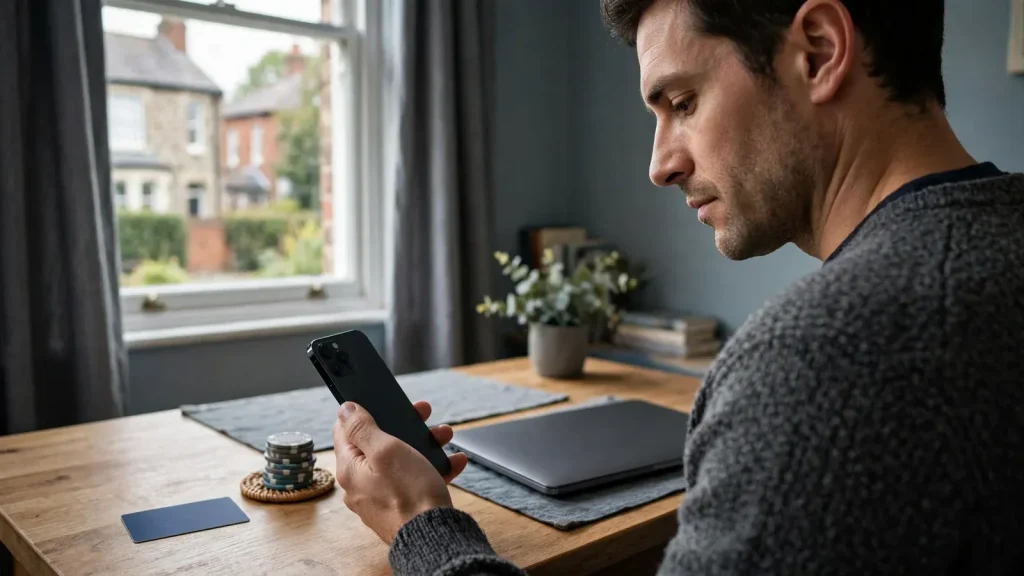UK player checking a mobile payment wallet before depositing at an online casino