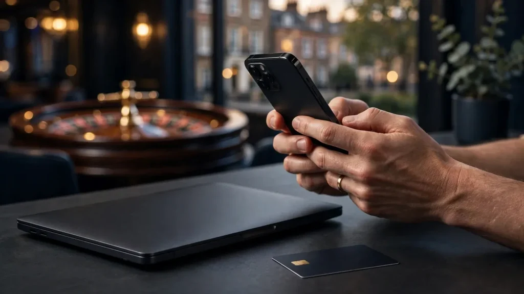 Mobile payment card and hidden smartphone representing Zimpler casino deposits in the UK