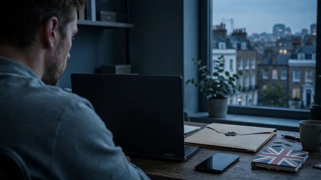 UK customer checking casino licensing details on a laptop